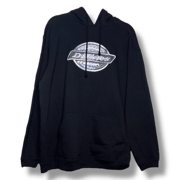 Vintage Men's Dickies Black Hoodie Sweatshirt with Metallic Logo Size Large - Picture 1 of 5